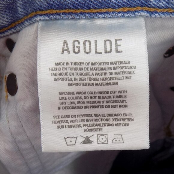 AGOLDE Jeans Size 26 High Rise Distressed 100% Organic Cotton Chambray Blue - Picture 4 of 6